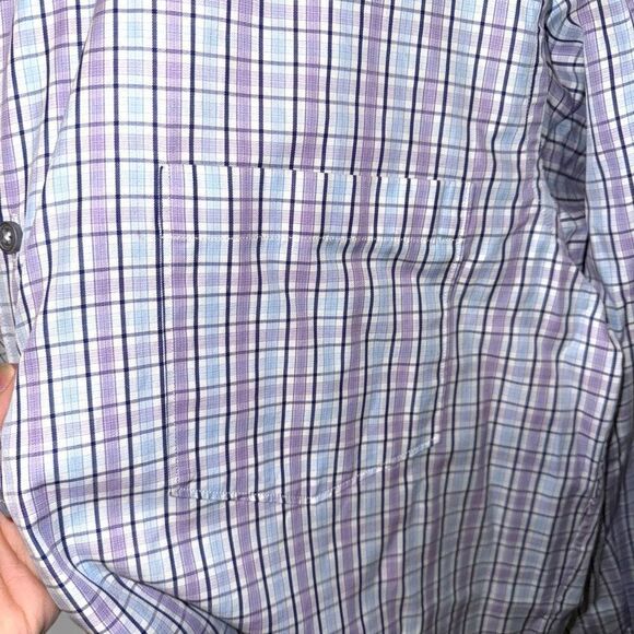 Ermenegildo Zegna Purple & Blue Check Button Down Shirt Size L - Picture 6 of 11